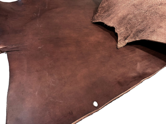 Shonan Leather Double Shoulder Thick Natural Tanned Leather #Dark Brown