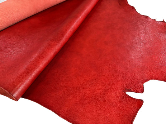 MWヌメシュリンク　#5　赤　MW Natural Tanned Shrink Leather #Red