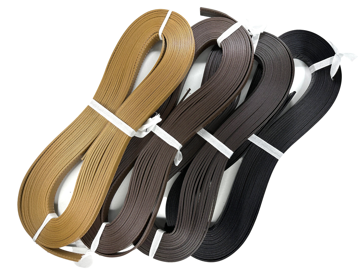 Leather four-fold tape W stitch 15mm 10M random skein K915